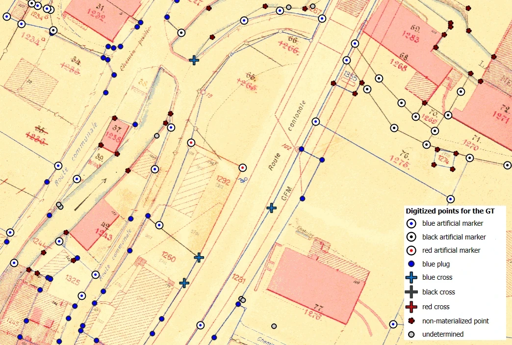 One of the areas digitized for the ground truth with the digitized points