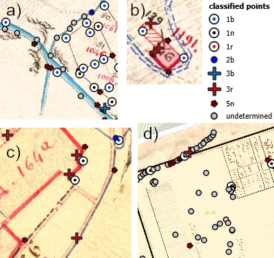 Four examples of new areas with some confusion in the class classification.