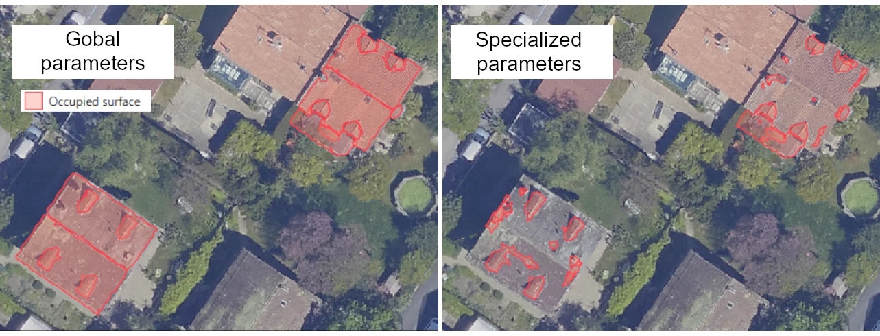 Global vs specialized parameters on pitched roofs