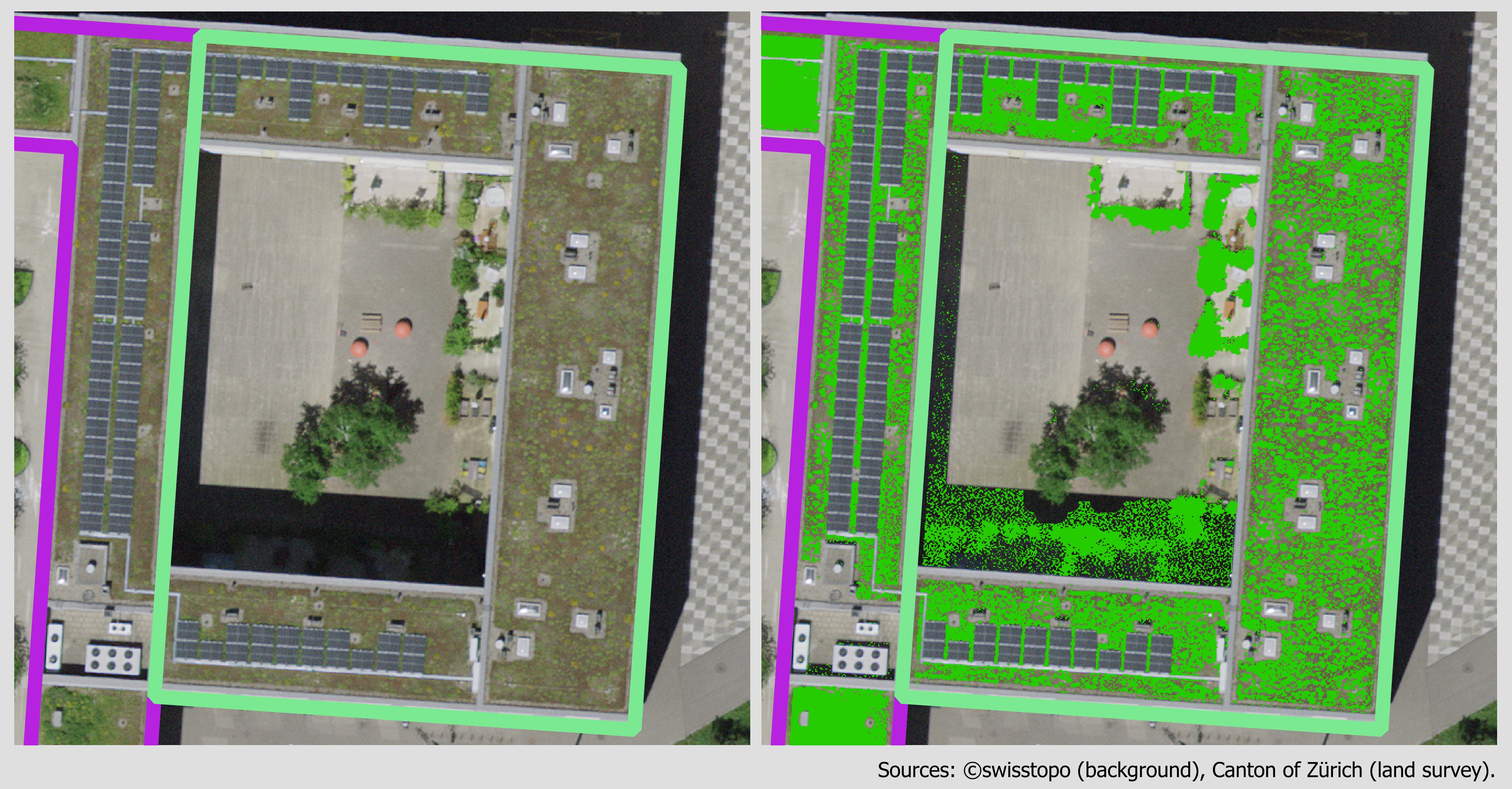 Illustration of extracted potential greenery.